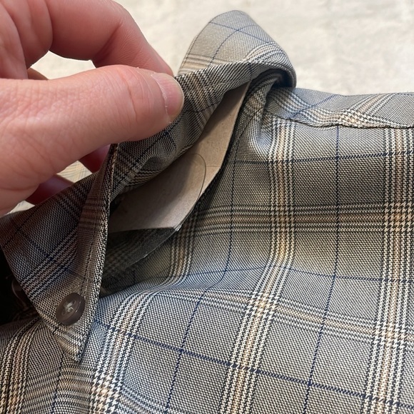 Van Heusen gray Plaid Shirt large 16-16 1/2 NEW - Picture 4 of 9